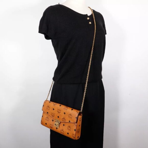 MCM Tracy Medium Shoulder Bag MYZ 28AME05 CO001 Vicetos 2-way clutch Brown... - Picture 1 of 12